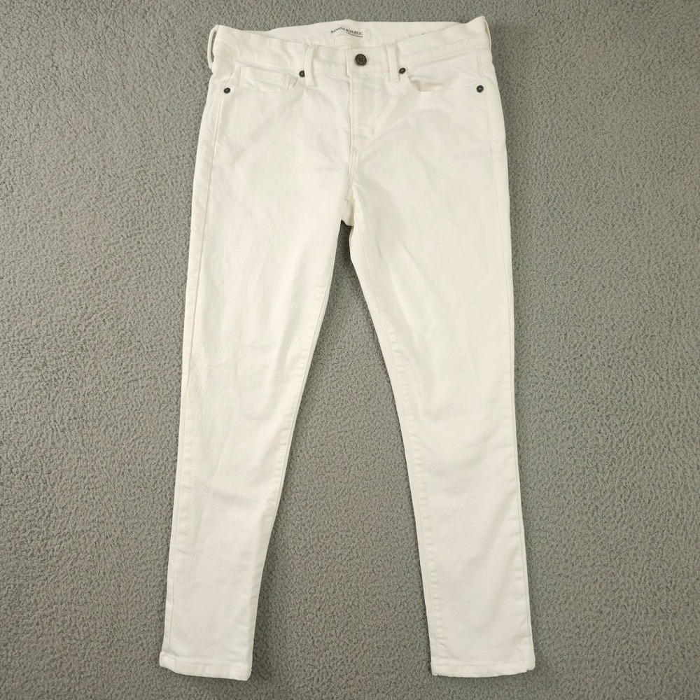 Banana Republic Jeans Womens 27P White Skinny Ankle Stretch Denim Casual Preppy